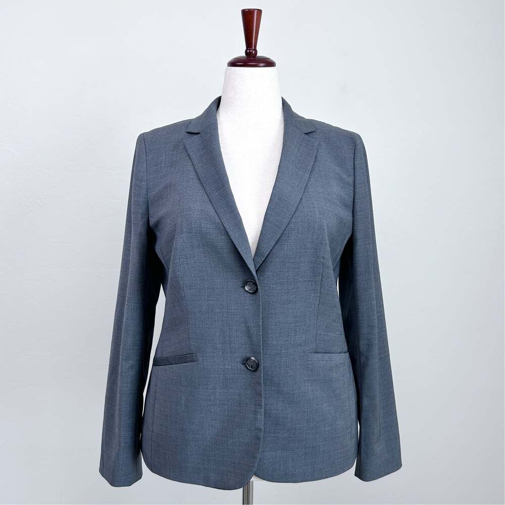 Talbots Minimalist Gray Wool Blend Stretch Polka Dot Lined Career Blazer SIZE 12